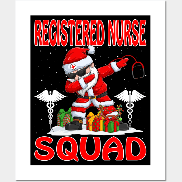 Christmas Registered Nurse Squad Reindeer Pajama Dabing Santa Wall Art by intelus